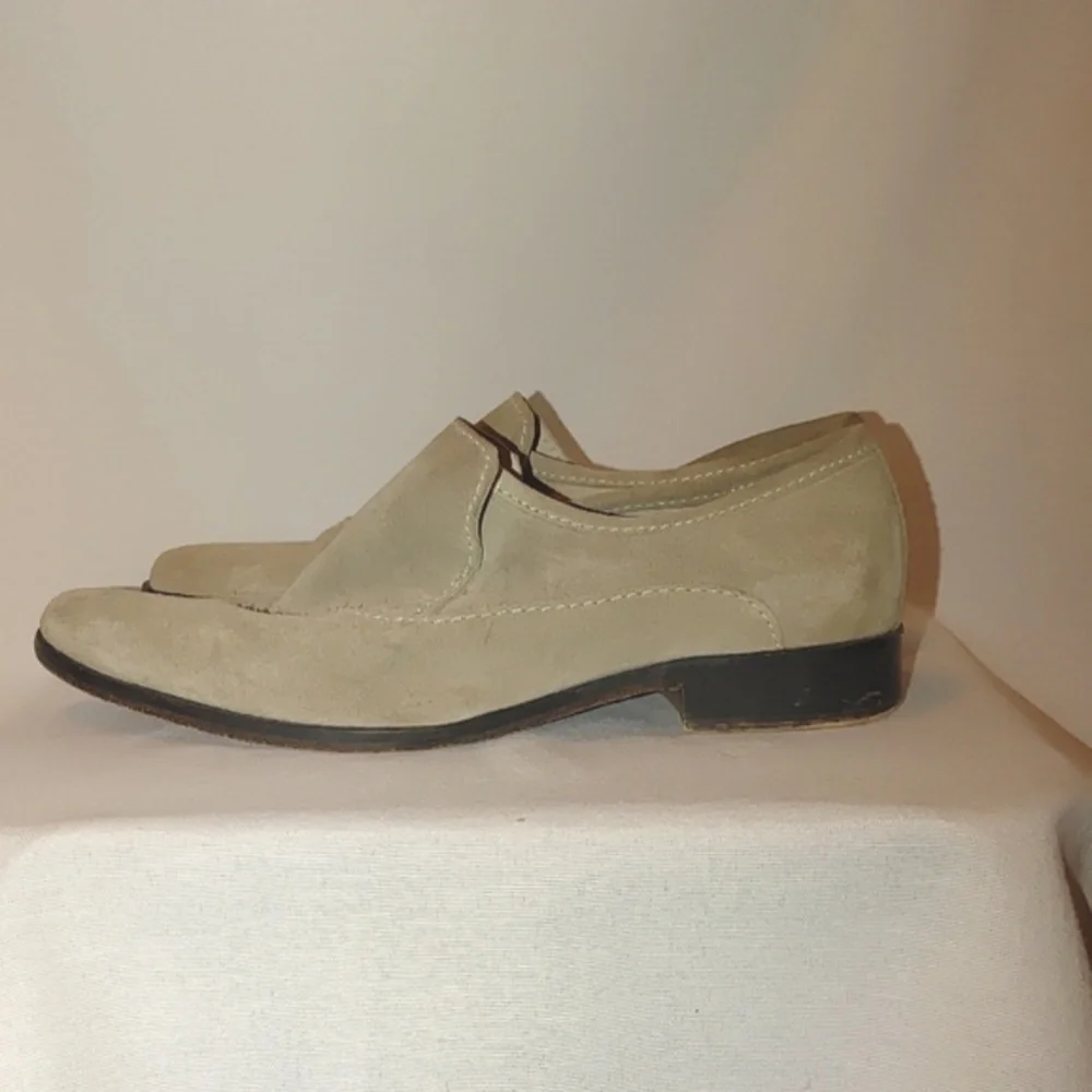 Free People Brady Slip On Loafer Pointed Suede Taupe Tan 38.5 Distressed Leather